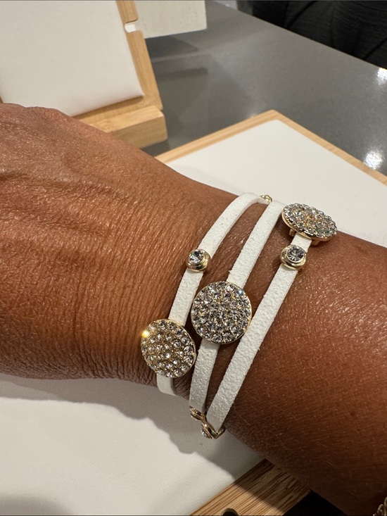 Marlyn Schiff Jewelry - Marlyn Schiff White Triple-Strand Crystal Button Bracelet